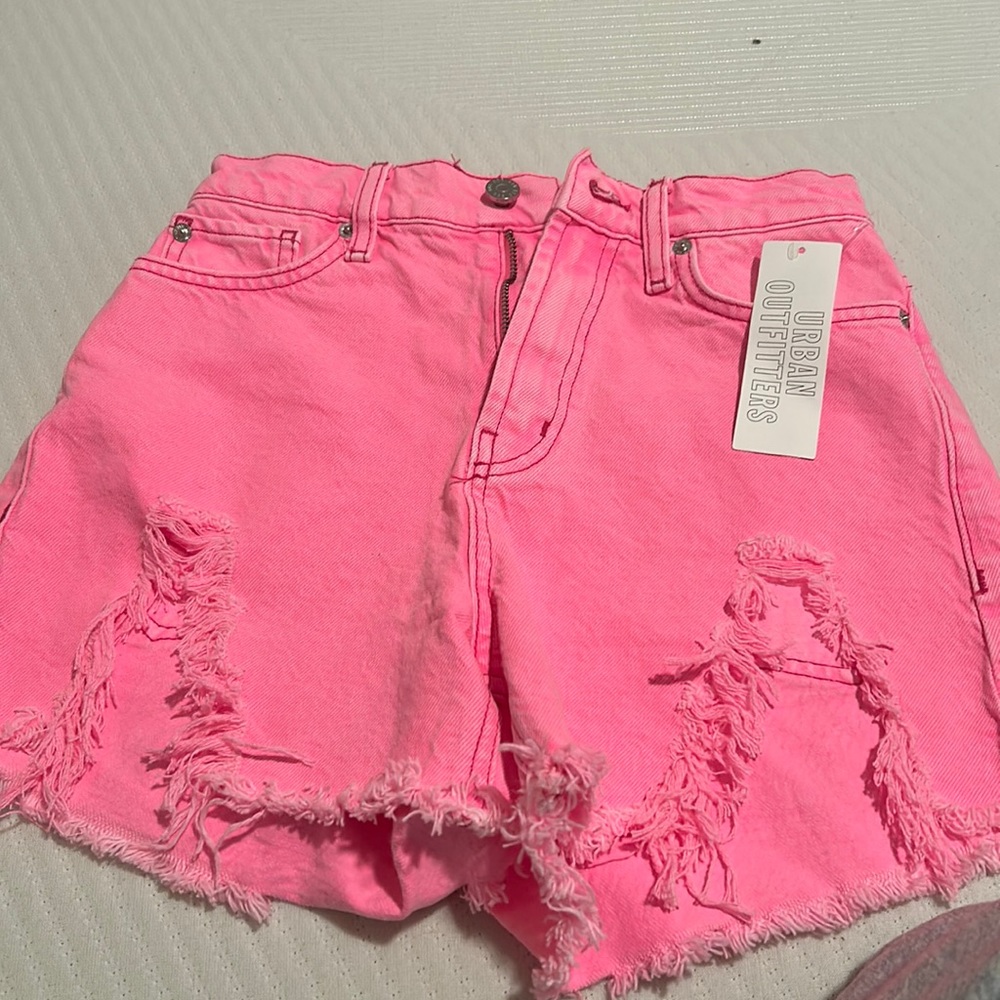 hot pink urban outfitters jean shorts